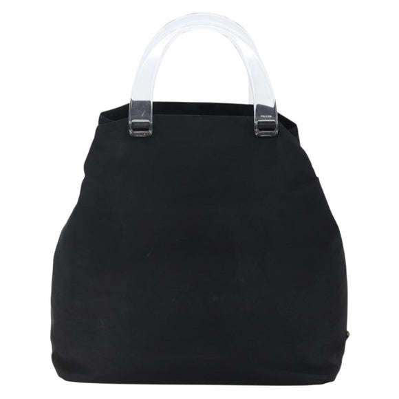 PRADA Hand Bag Nylon plastic Black Silver Auth 146727
