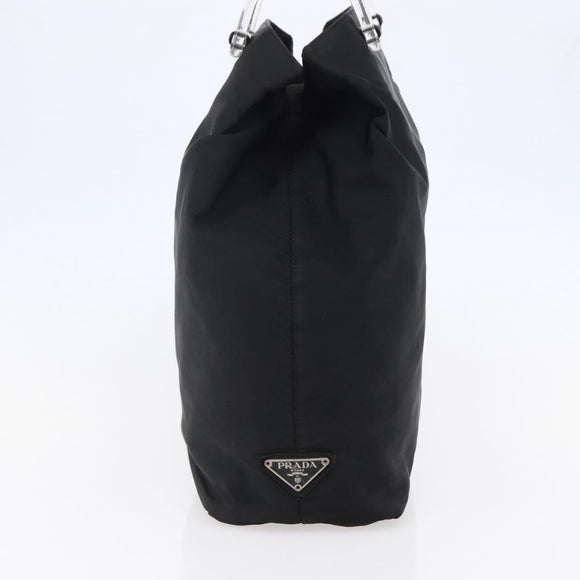 PRADA Hand Bag Nylon plastic Black Silver Auth 146727