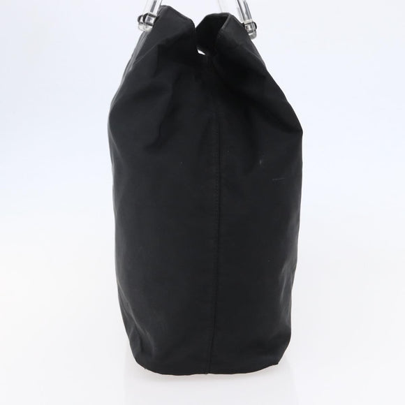 PRADA Hand Bag Nylon plastic Black Silver Auth 146727