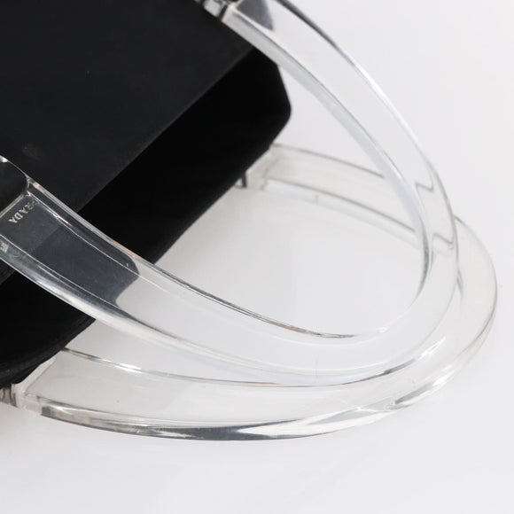 PRADA Hand Bag Nylon plastic Black Silver Auth 146727