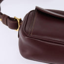 CARTIER Must Line Shoulder Bag Leather Bordeaux Gold Auth 146729-9