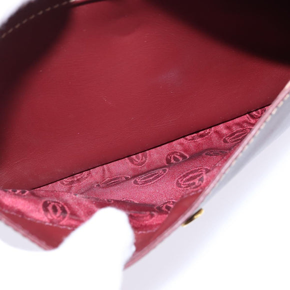 CARTIER Must Line Shoulder Bag Leather Bordeaux Gold Auth 146729