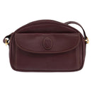 CARTIER Must Line Shoulder Bag Leather Bordeaux Gold Auth 146729-13