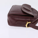 CARTIER Must Line Shoulder Bag Leather Bordeaux Gold Auth 146729-4