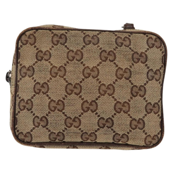 GUCCI GG Canvas Shoulder Bag Beige Silver 120975 Auth 146735