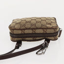 GUCCI GG Canvas Shoulder Bag Beige Silver 120975 Auth 146735-6