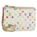 LOUIS VUITTON Multicolor Pochette ClesNM Coin Purse White M93734 LV Auth 146748-1