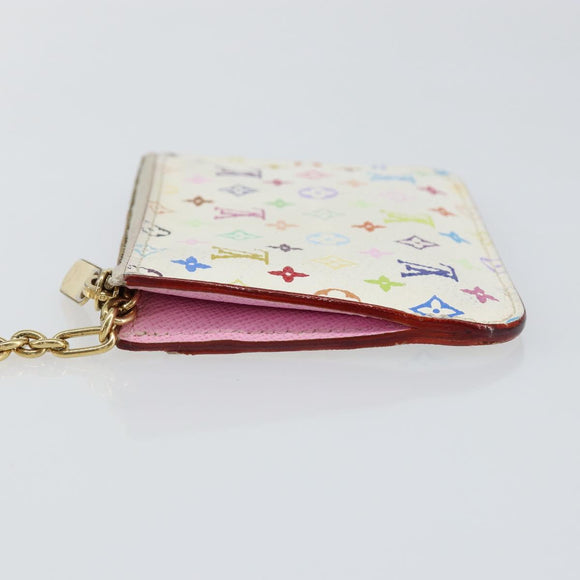 LOUIS VUITTON Multicolor Pochette ClesNM Coin Purse White M93734 LV Auth 146748