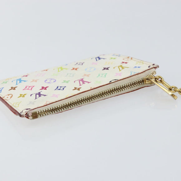 LOUIS VUITTON Multicolor Pochette ClesNM Coin Purse White M93734 LV Auth 146748