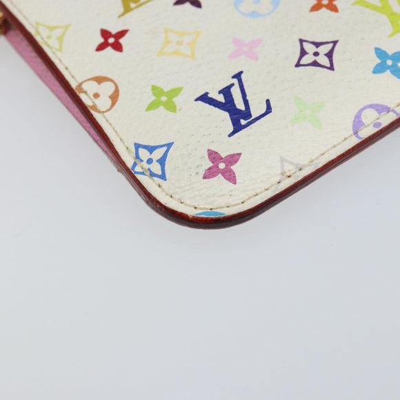LOUIS VUITTON Multicolor Pochette ClesNM Coin Purse White M93734 LV Auth 146748