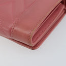 CHANEL V Stitch COCO Mark Trifold Wallet Lamb Skin Pink Silver CC Auth 146750-15