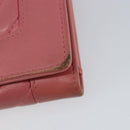 CHANEL V Stitch COCO Mark Trifold Wallet Lamb Skin Pink Silver CC Auth 146750-8