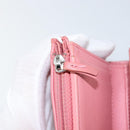 CHANEL V Stitch COCO Mark Trifold Wallet Lamb Skin Pink Silver CC Auth 146750-20