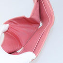 CHANEL V Stitch COCO Mark Trifold Wallet Lamb Skin Pink Silver CC Auth 146750-21