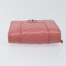 CHANEL V Stitch COCO Mark Trifold Wallet Lamb Skin Pink Silver CC Auth 146750-5