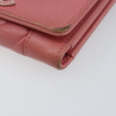 CHANEL V Stitch COCO Mark Trifold Wallet Lamb Skin Pink Silver CC Auth 146750-7
