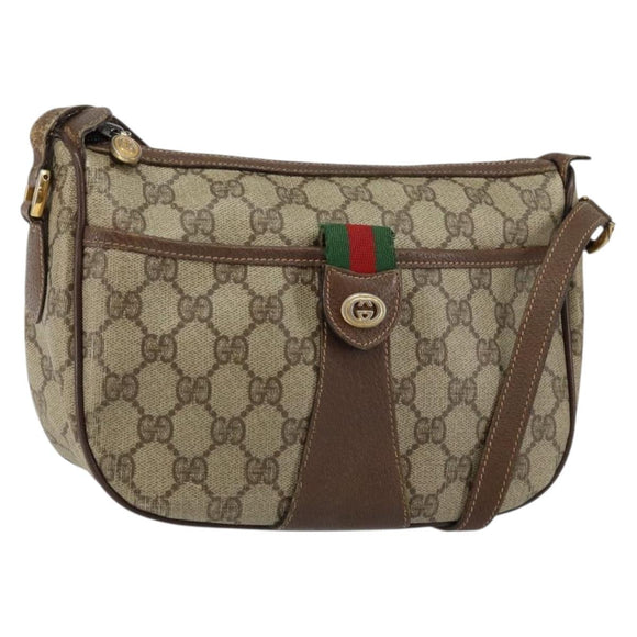 GUCCI GG Supreme Web Sherry Line Shoulder Bag PVC Beige 89 02 032 Auth 146752