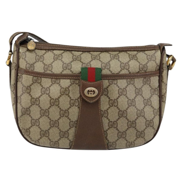 GUCCI GG Supreme Web Sherry Line Shoulder Bag PVC Beige 89 02 032 Auth 146752