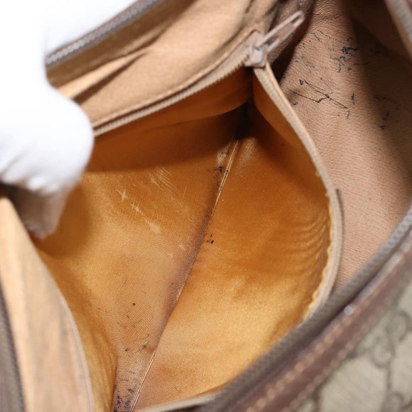 GUCCI GG Supreme Web Sherry Line Shoulder Bag PVC Beige 89 02 032 Auth 146752