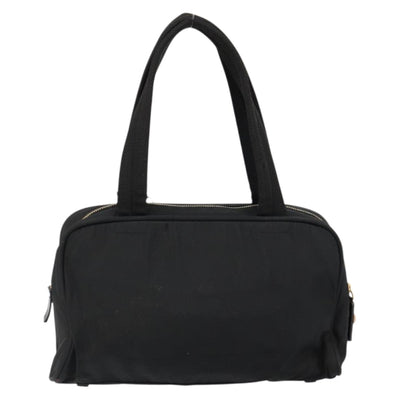 PRADA Hand Bag Nylon Black Gold Auth 146758 - 0