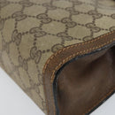 GUCCI GG Supreme Web Sherry Line Clutch Bag PVC Leather Beige Auth 146759-15