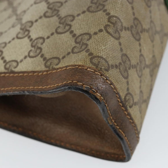 GUCCI GG Supreme Web Sherry Line Clutch Bag PVC Leather Beige Auth 146759