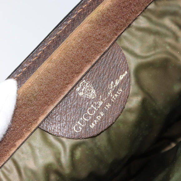 GUCCI GG Supreme Web Sherry Line Clutch Bag PVC Leather Beige Auth 146759