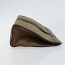 GUCCI GG Supreme Web Sherry Line Clutch Bag PVC Leather Beige Auth 146759-3