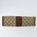 GUCCI GG Supreme Web Sherry Line Clutch Bag PVC Leather Beige Auth 146759-6