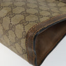 GUCCI GG Supreme Web Sherry Line Clutch Bag PVC Leather Beige Auth 146759-7