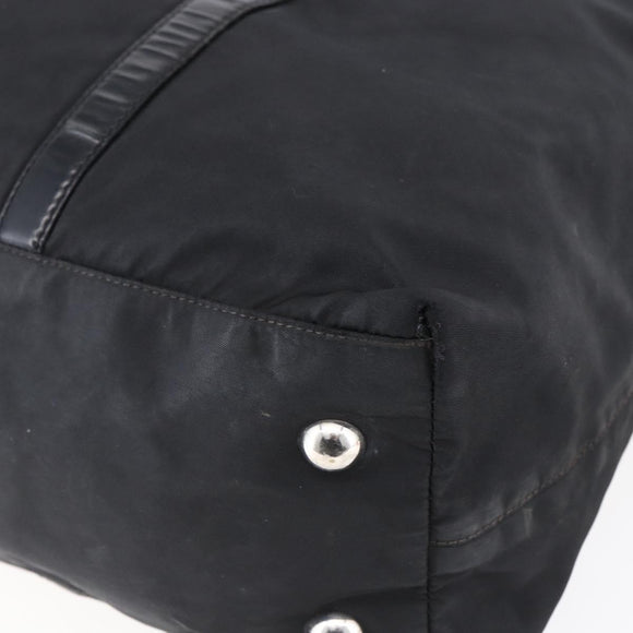 PRADA Tote Bag Nylon Leather 2way Black Silver Auth 146769