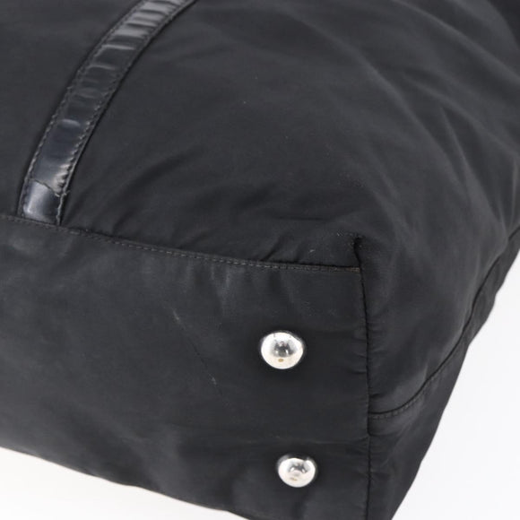 PRADA Tote Bag Nylon Leather 2way Black Silver Auth 146769