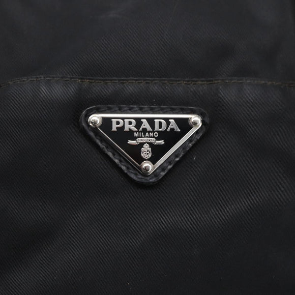 PRADA Tote Bag Nylon Leather 2way Black Silver Auth 146769