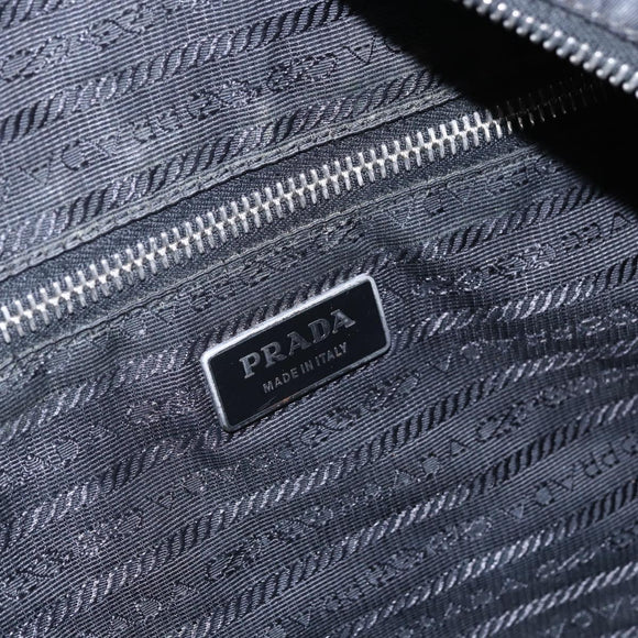 PRADA Tote Bag Nylon Leather 2way Black Silver Auth 146769