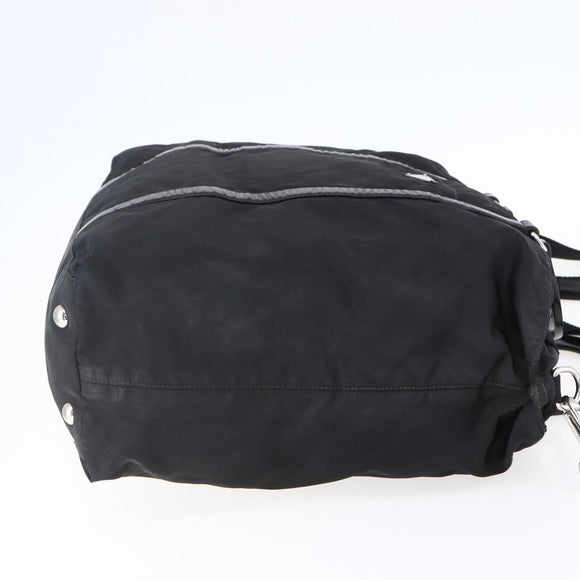 PRADA Tote Bag Nylon Leather 2way Black Silver Auth 146769