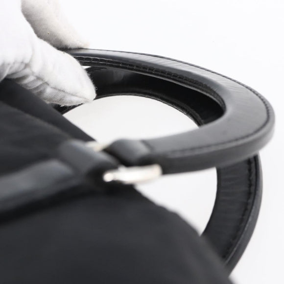 PRADA Tote Bag Nylon Leather 2way Black Silver Auth 146769