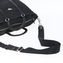 PRADA Tote Bag Nylon Leather 2way Black Silver Auth 146769-8