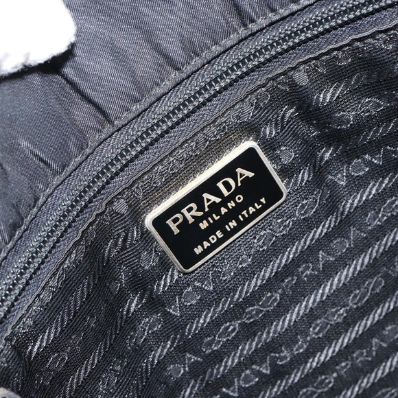 PRADA Shoulder Bag Nylon Black Silver Auth 146770