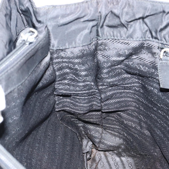 PRADA Shoulder Bag Nylon Black Silver Auth 146770