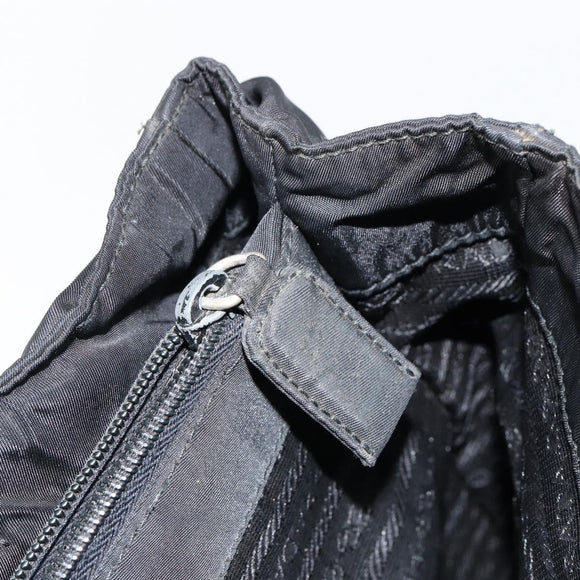 PRADA Shoulder Bag Nylon Black Silver Auth 146770