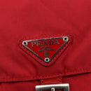 PRADA Shoulder Bag Nylon Red Silver Auth 146771-17
