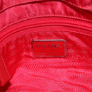 PRADA Shoulder Bag Nylon Red Silver Auth 146771-18