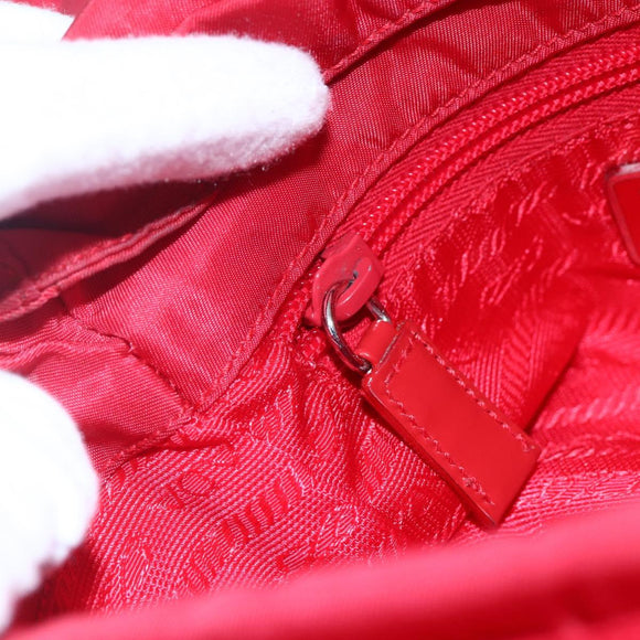 PRADA Shoulder Bag Nylon Red Silver Auth 146771