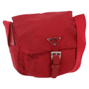 PRADA Shoulder Bag Nylon Red Silver Auth 146771-1