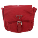 PRADA Shoulder Bag Nylon Red Silver Auth 146771-13