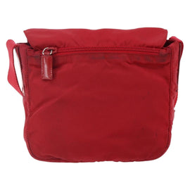 PRADA Shoulder Bag Nylon Red Silver Auth 146771 - 0