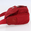 PRADA Shoulder Bag Nylon Red Silver Auth 146771-3