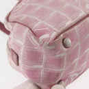 CHANEL New Travel Line Hand Bag Nylon Pink Silver CC Auth 146788-9