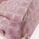 CHANEL New Travel Line Hand Bag Nylon Pink Silver CC Auth 146788-15