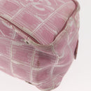 CHANEL New Travel Line Hand Bag Nylon Pink Silver CC Auth 146788-16